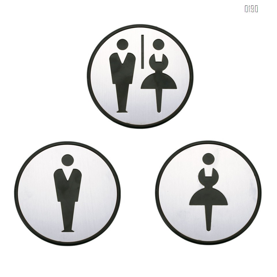 Self Sticker Round Sign  Restroom, Bathroom Door Sign for Offices, Businesses,Stainless Steel Plus Plastic bathroom signs