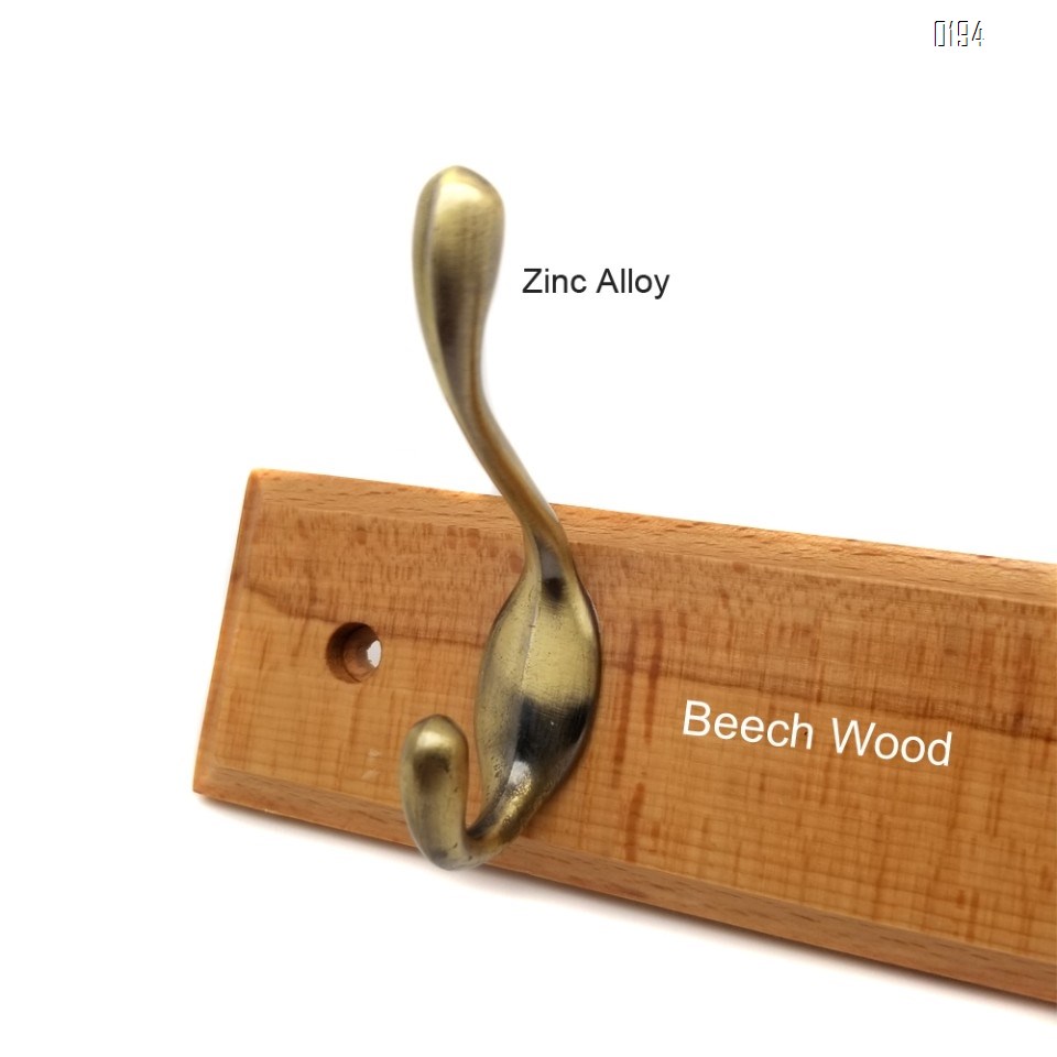 High quality beech and zinc alloy clothes hook  AB color bronze zinc alloy wooden hook