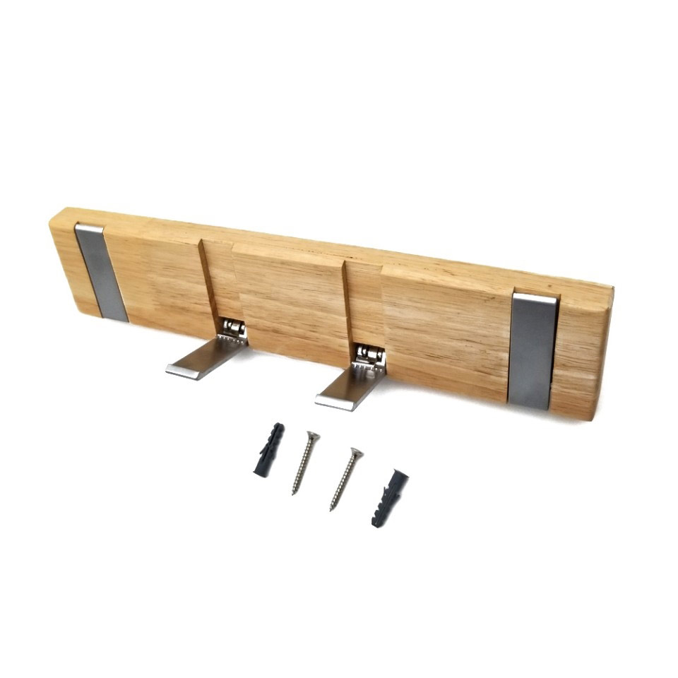 4 hook wooden  floating skateboard beech hangers – modern, stylish, space-saving hangers with 4 retractable zinc alloy hooks for hanging jackets, scarves, wallets, etc.