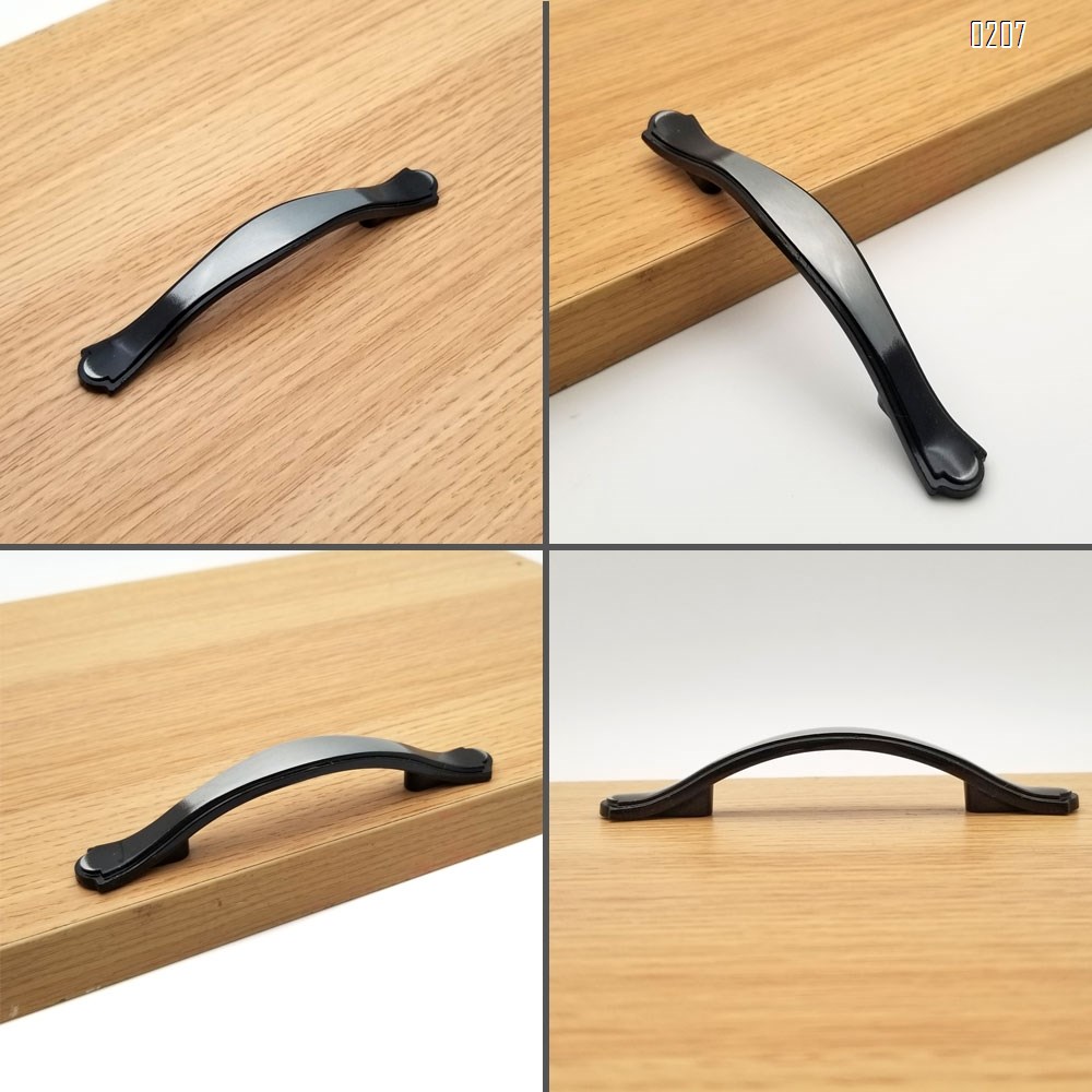 Wire Drawing Black Cabinet Pulls 131mm Length,6 Pack Modern Kitchen Cabinet Handles Hardware Cupboard Handles Zinc Alloy Drawer Handles for Kitchen Cabinet and Furniture Handle Pull(76 mm Hole Centers)(6 Pieces