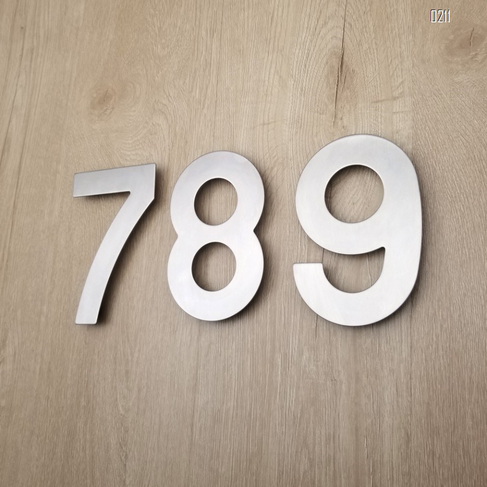 6 inch. Brushed 304 Stainless Steel Large Floating Modern House Number 0-9