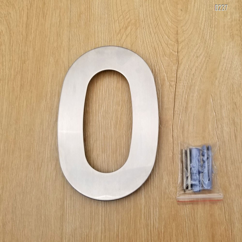 6 inch. Brushed 304 Stainless Steel Large Floating Modern House Numbers 0