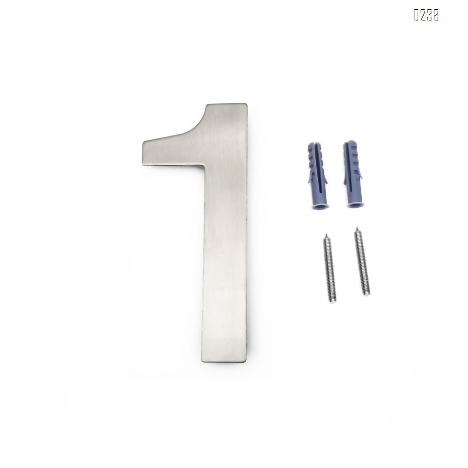 6 inch. Brushed 304 Stainless Steel Large Floating Modern House Numbers 1