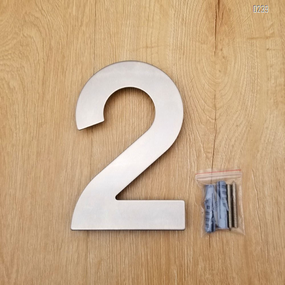 6 inch. Brushed 304 Stainless Steel Large Floating Modern House Numbers 2
