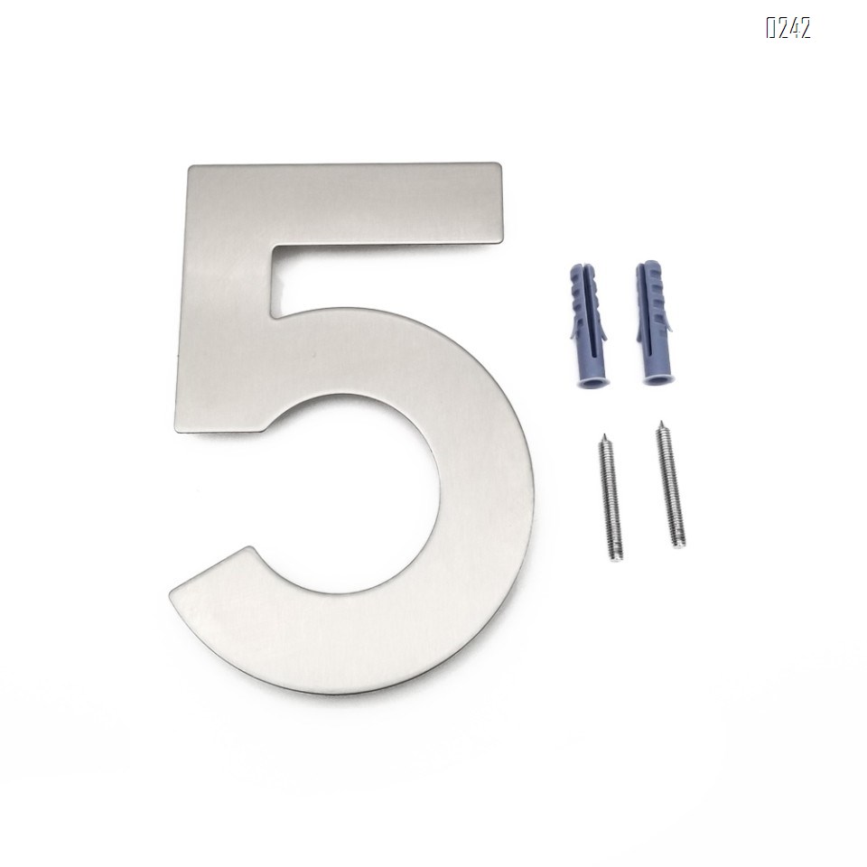 6 inch. Brushed 304 Stainless Steel Large Floating Modern House Numbers 4