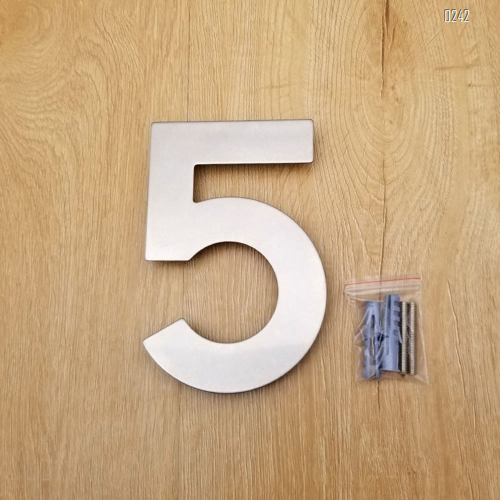 6 inch. Brushed 304 Stainless Steel Large Floating Modern House Numbers 4