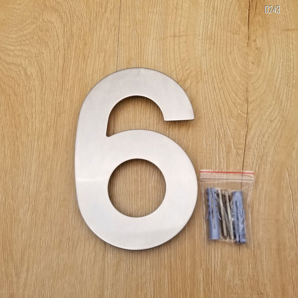 6 inch. Brushed 304 Stainless Steel Large Floating Modern House Numbers 6