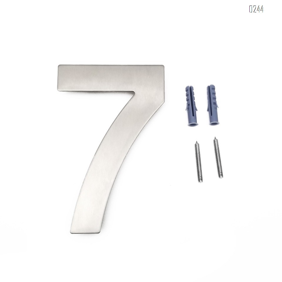 6 inch. Brushed 304 Stainless Steel Large Floating Modern House Numbers 7