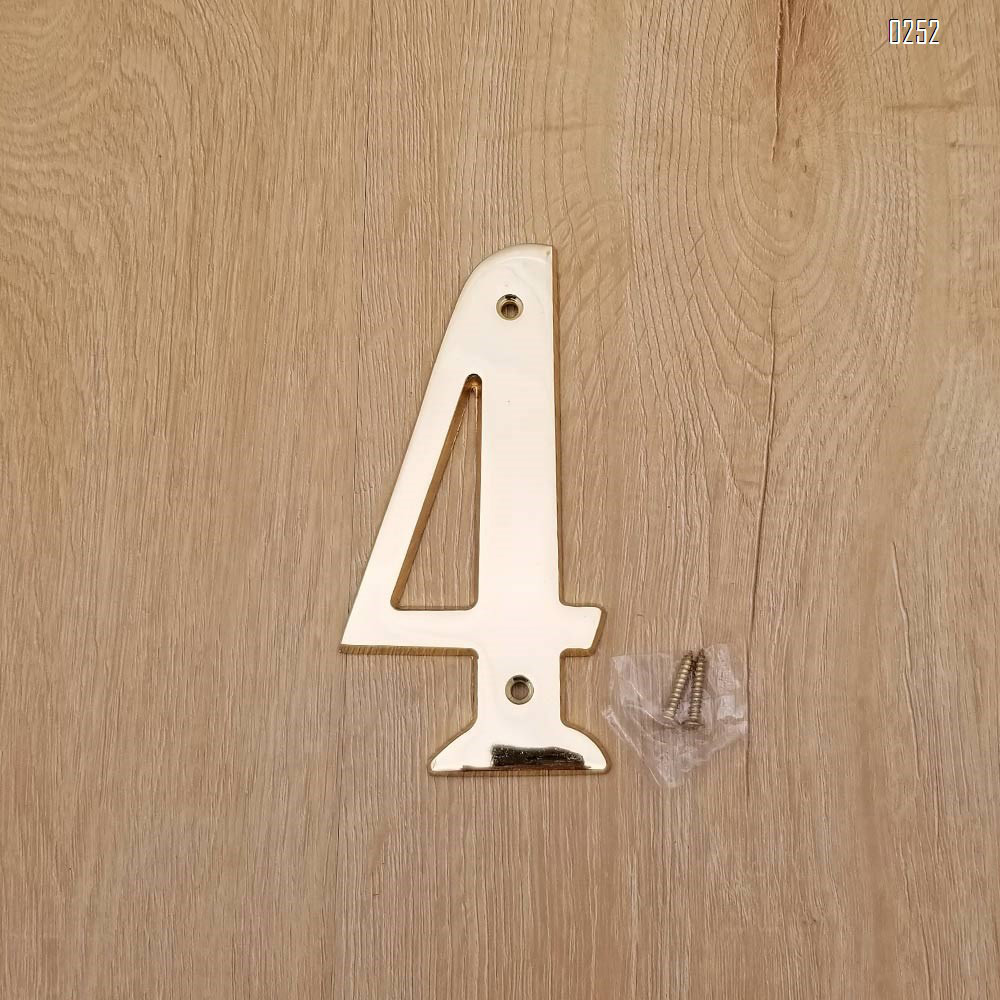 6 inch Copper Plaque for Outdoor Address Plate of Household Door Brass Number in 140 mm Grand Modern Door Number Hotel House Number 4