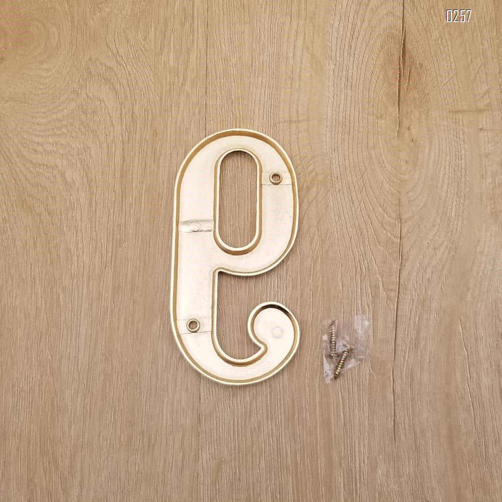 6 inch Copper Plaque for Outdoor Address Plate of Household Door Brass Number in 140 mm Grand Modern Door Number Hotel House Number 9
