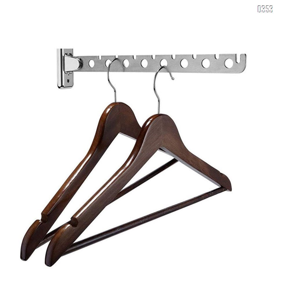 Stainless Steel Folding Swing Clothes Hanger Wall Mounted Clothes Drying Rack Swing Arm Clothing Multiple Hook Bathroom Accessory Closet Systems