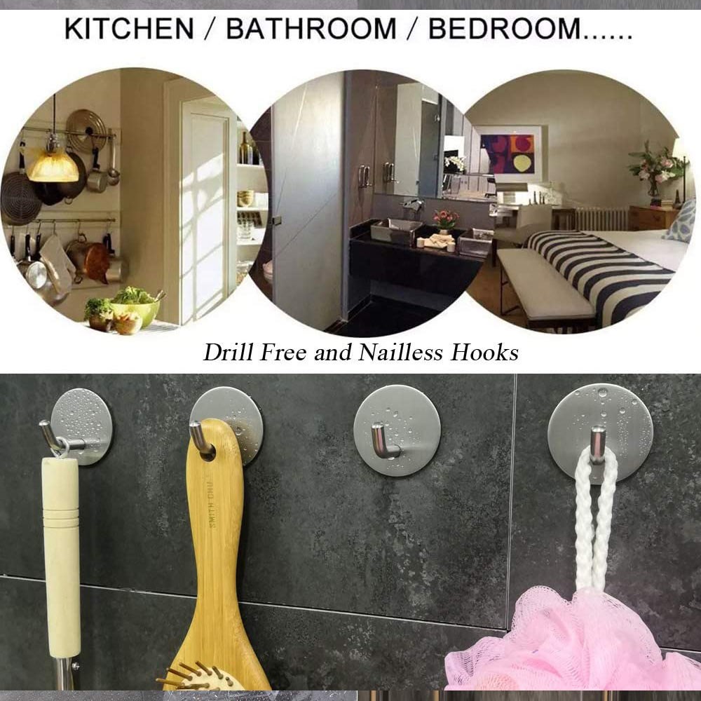 Self Adhesive Hooks Wall Hooks  for Hanging Towels Robes Coats Apply to Bathroom Home Kitchen Office