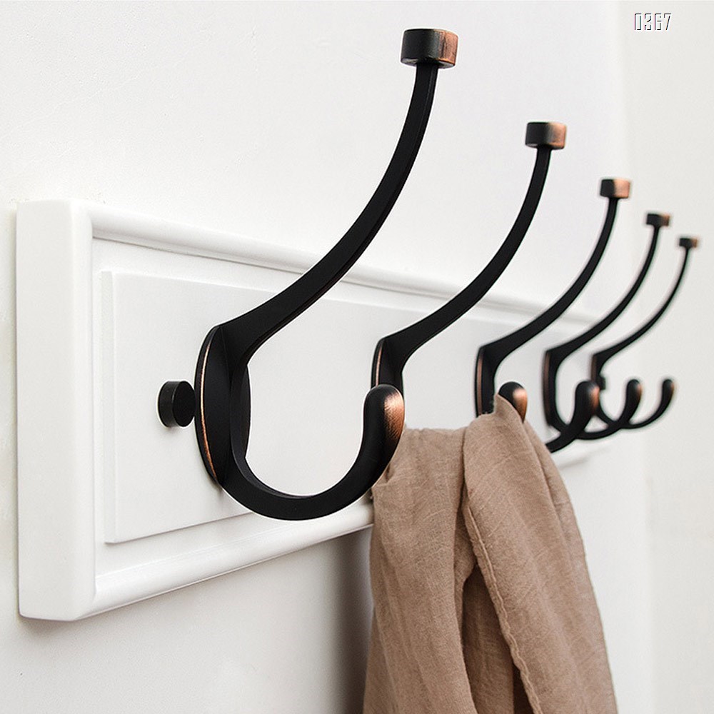White Bamboo Wall Mounted Coat Rack - with 5 Hooks – Modern Decor for Hanging Towels, Keys, Jackets, Dog Leash for Bedroom, Hallway, Entryway, Mudroom