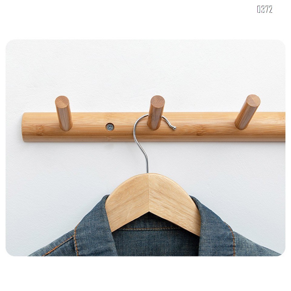 Modern Bamboo Wooden Entryway Coat And Hat Hooks | Bathroom Kitchen Towel Rack | Wall Mounted