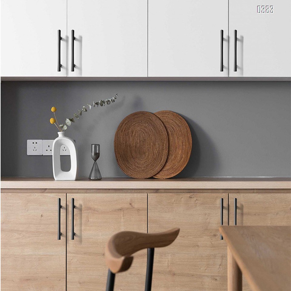 Plated Brushed Cabinet Pulls Matte Black Zinc Alloy Kitchen Cupboard Handles Cabinet Handles 128 mm Hole Center