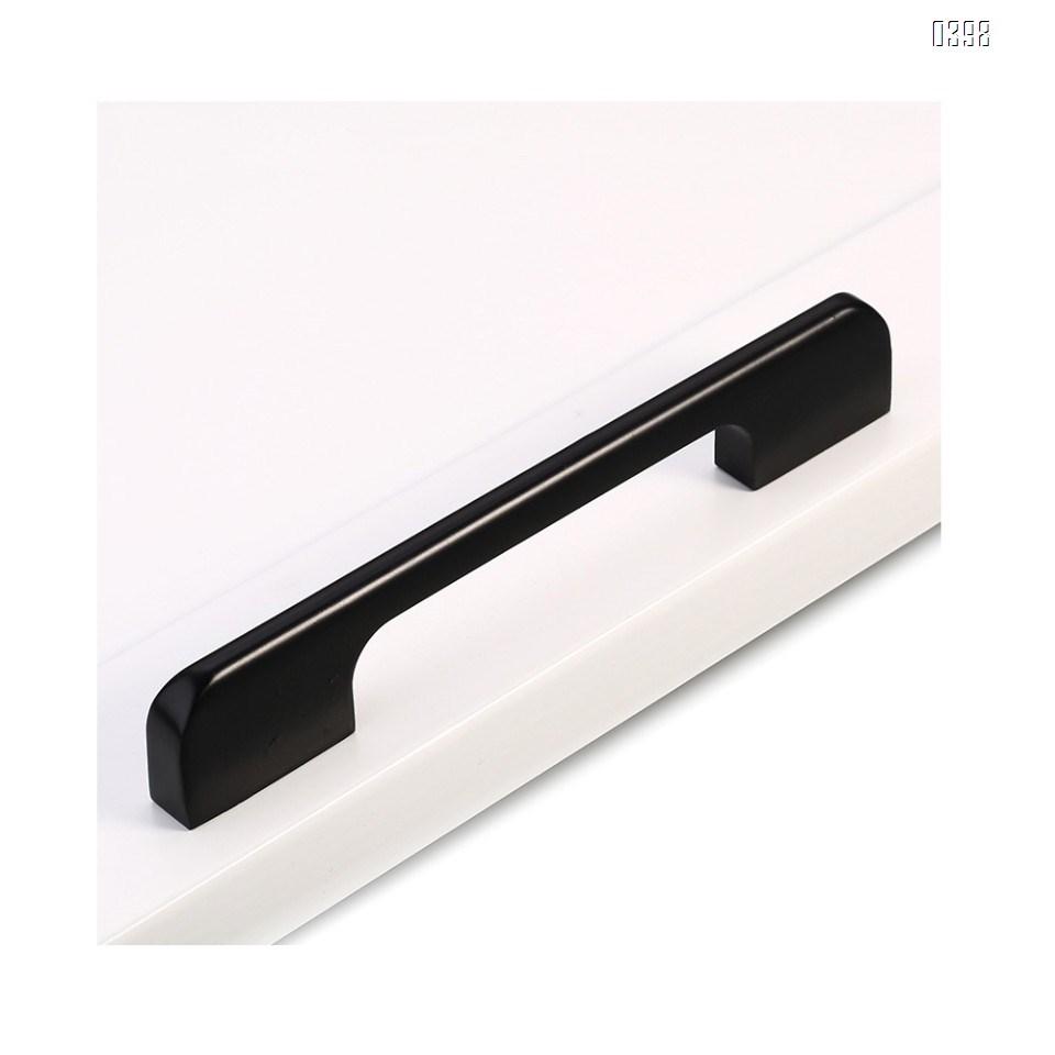 Aluminium Alloy Drawer Pulls Kitchen Hardware Cabinet Handles, 5 Inch (128mm) Hole Centers, Matte Black