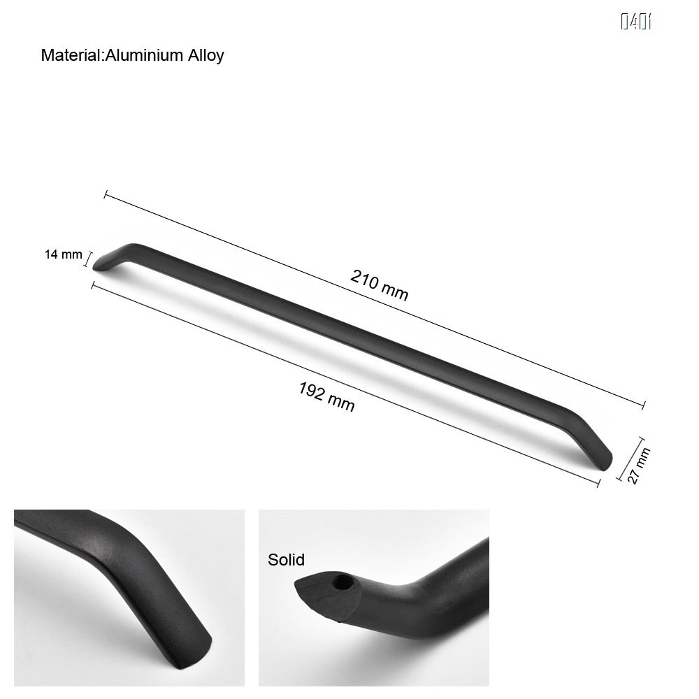 American Style Black Solid Space Aluminium Alloy Handles Cabinet Handles Drawer Knobs Door Pulls Furniture Handle Hardware Hole Center 192mm