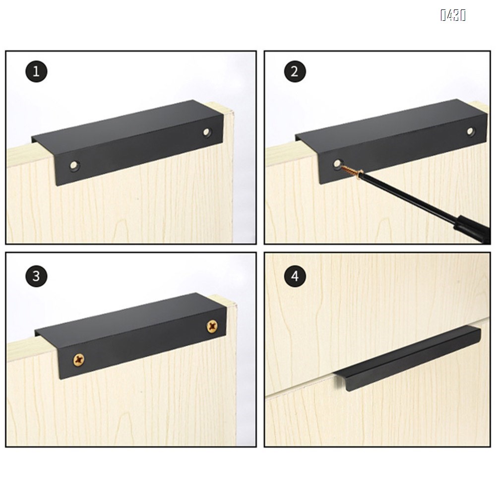 64 mm Hole Center Black And Gold Mount Finger Edge Pull Concealed Handle for Home Kitchen Door Drawer Cabinet