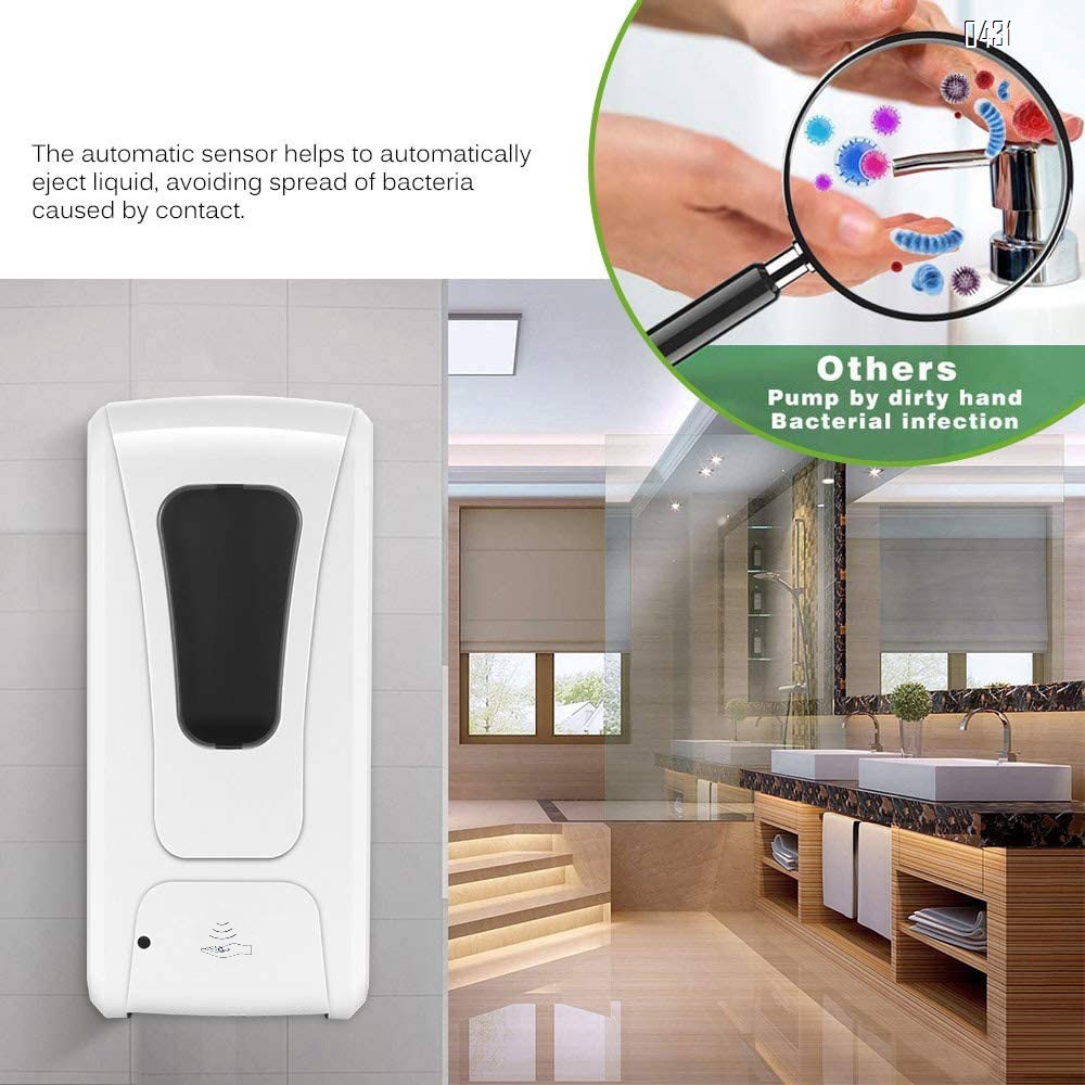 Simple Touchless Wall-Mounted Automatic Induction Soap Dispenser, Automatic Induction Sterilization,1000ml Large Capacity for Hotel, Office, School, Kitchen, Beauty Agency, Shopping mall
