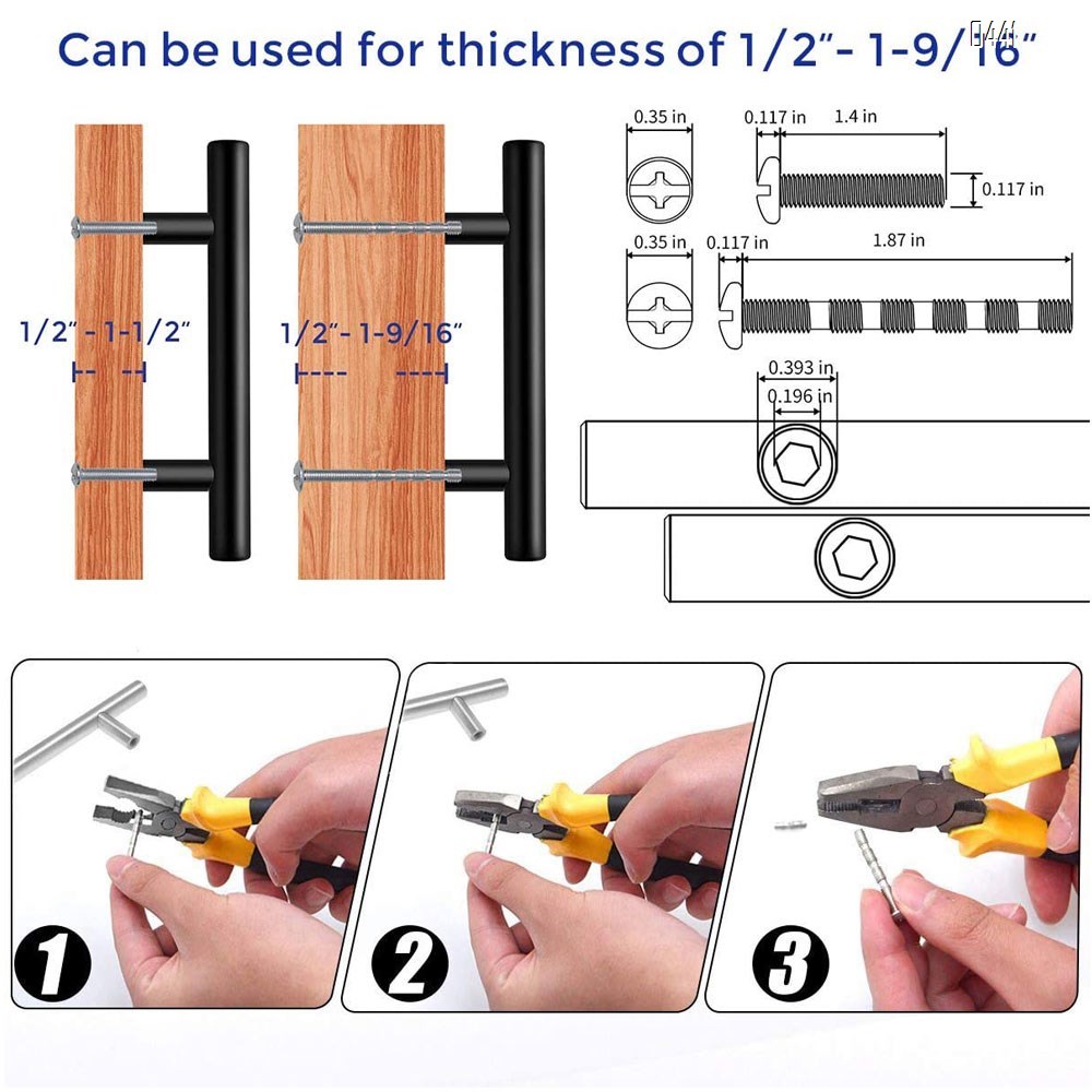 Cabinet Handles Brushed Nickel Cabinet Pulls - Cabinet Hardware 2.5 Inch Hole Centers Drawer Pulls Kitchen Cupboard Euro T Bar Dresser Pulls