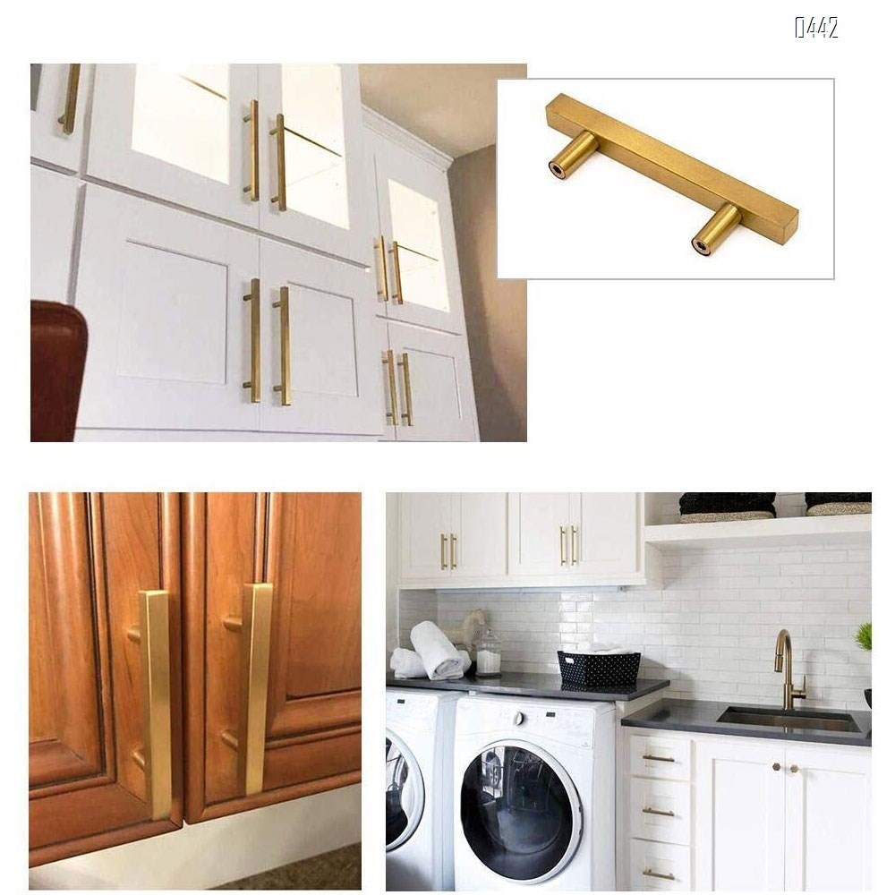 Brushed Brass Cabinet Pulls Gold Kitchen Cabinet Hardware - Euro Style Bar Handle Pull Gold Cupboard Door Handle 2-1/2