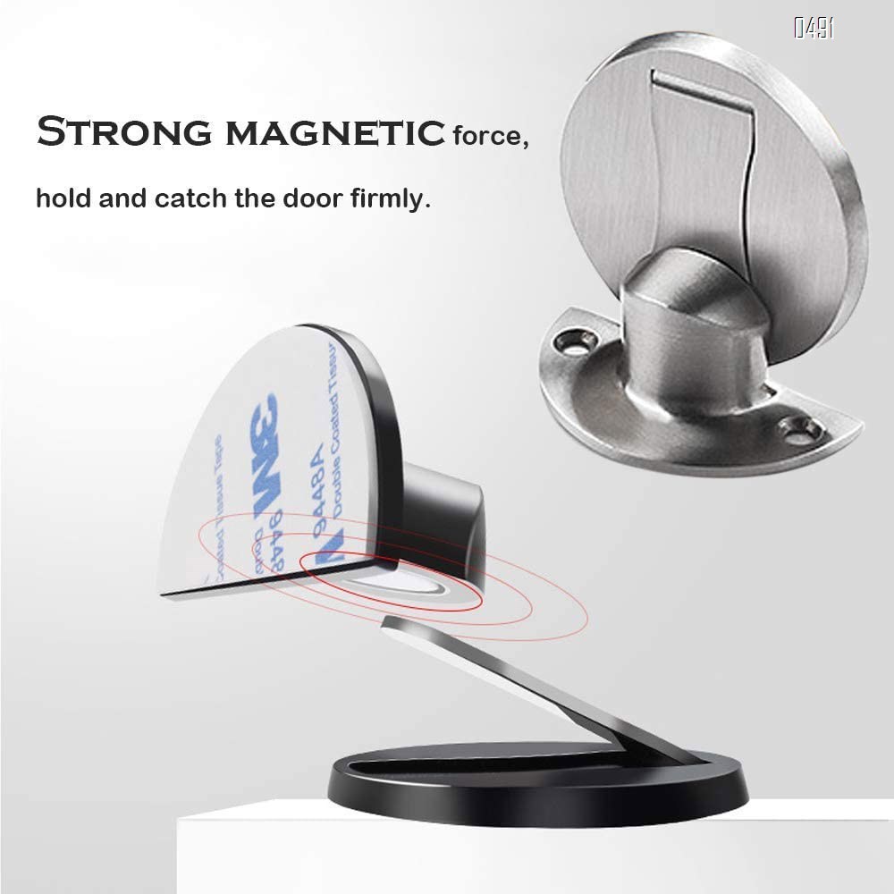 Magnetic Door Stop, Invisible Magnetic Door Stopper,Brushed Satin Nickel,Floor Metal Magnetic Door Catch Door Holder with 3M Adhesive,Stainless Steel Doorstop Heavy Duty