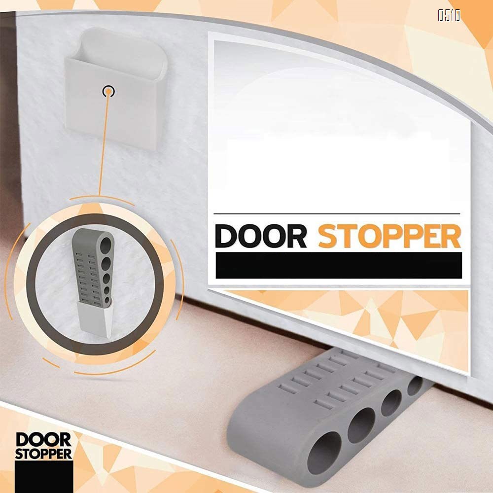 Door Stoppers,Rubber Security Door Stop Wedge with Holder Door Stops for Office Tall Floor Mount Shower Heavy Duty Door