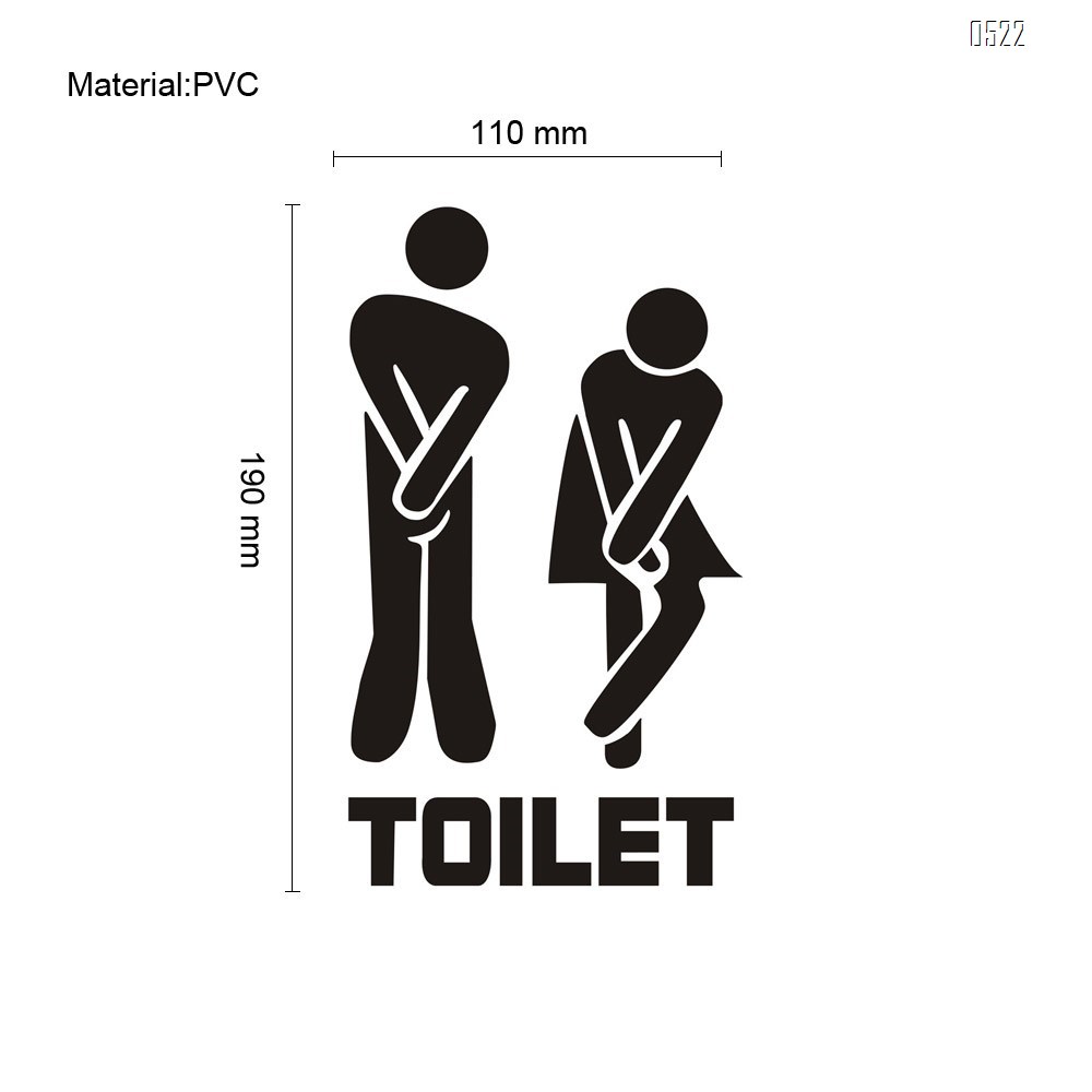 Unisex DIY Removable Men Women Washroom Toilet Bathroom WC Sign, Door Accessories Wall Sticker Home Decor for Kids Living Room Home Decoration (Black)
