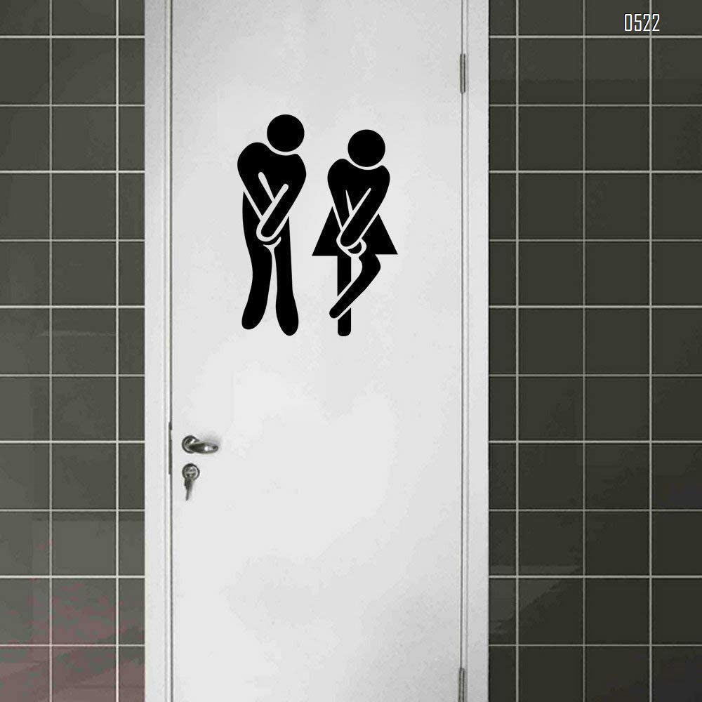 Unisex DIY Removable Men Women Washroom Toilet Bathroom WC Sign, Door Accessories Wall Sticker Home Decor for Kids Living Room Home Decoration (Black)