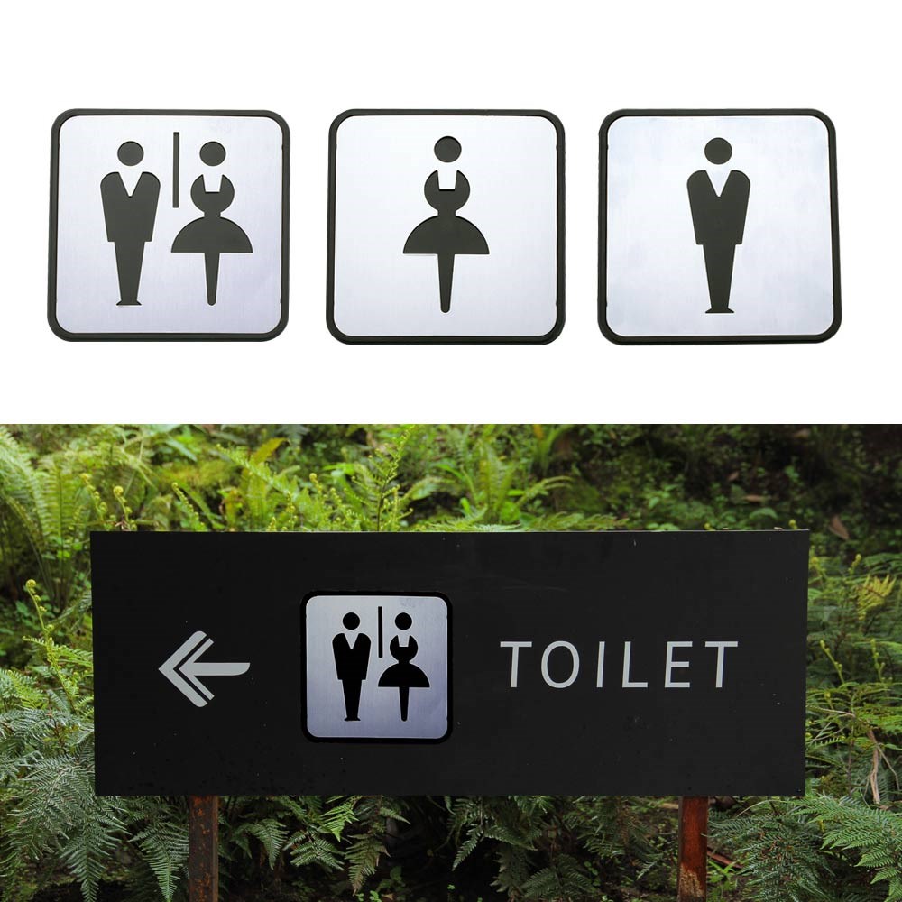 Self Sticker Unisex Bathroom Signs,  Bathroom Door Sign for Offices, Businesses,Stainless Steel Plus Plastic bathroom signs