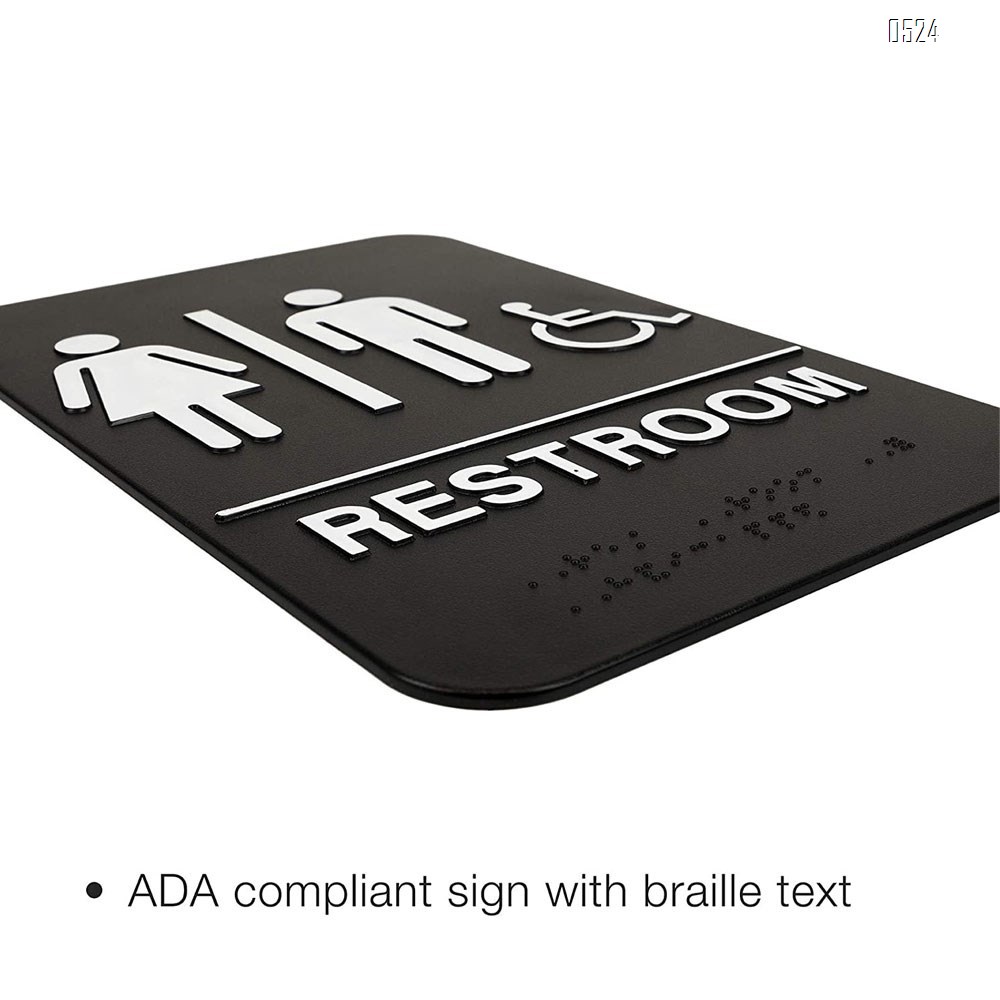 Signs Unisex Braille Restroom Sign - Bathroom Sign with Double Sided 3M Tape