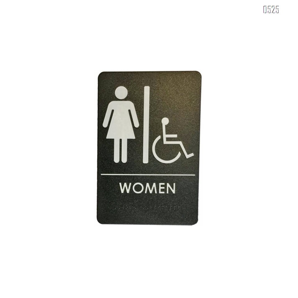 Women Restroom Sign with Wheelchair Black/White - ADA Compliant