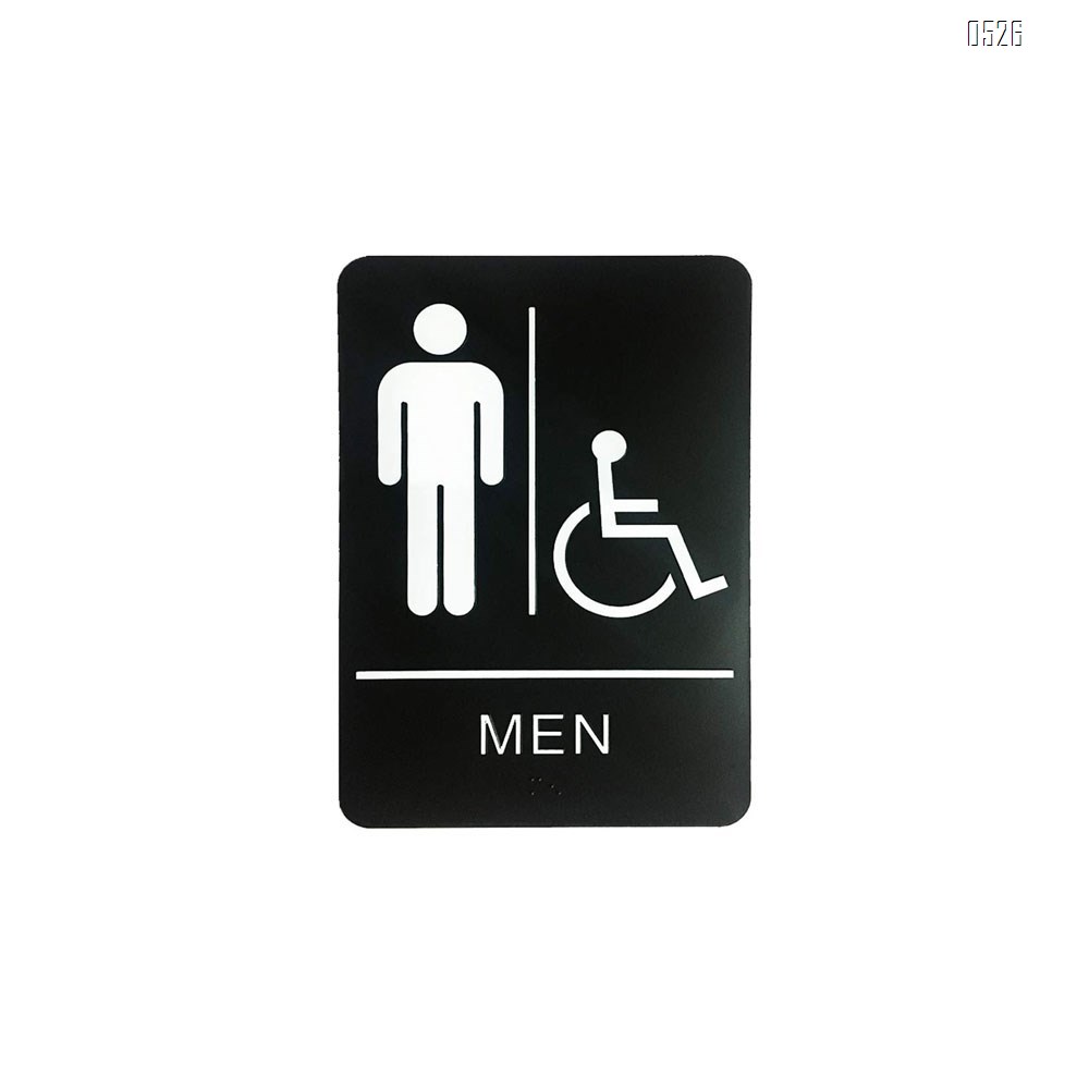 Men's Braille Restroom Sign - Durable Quality Self Stick Washroom/Bathroom Door Placard w/Embossed Braille Lettering and Symbol for Restaurants, Businesses and Hotels