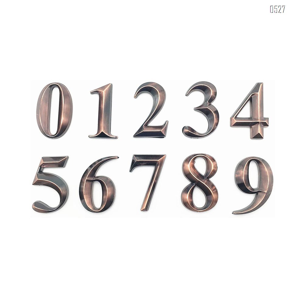 Mailbox Numbers 0-9, 2.7 Inch High, Door Address Numbers Stickers for/Apartment/House Room/Office, Bronze/Silver Plating Process