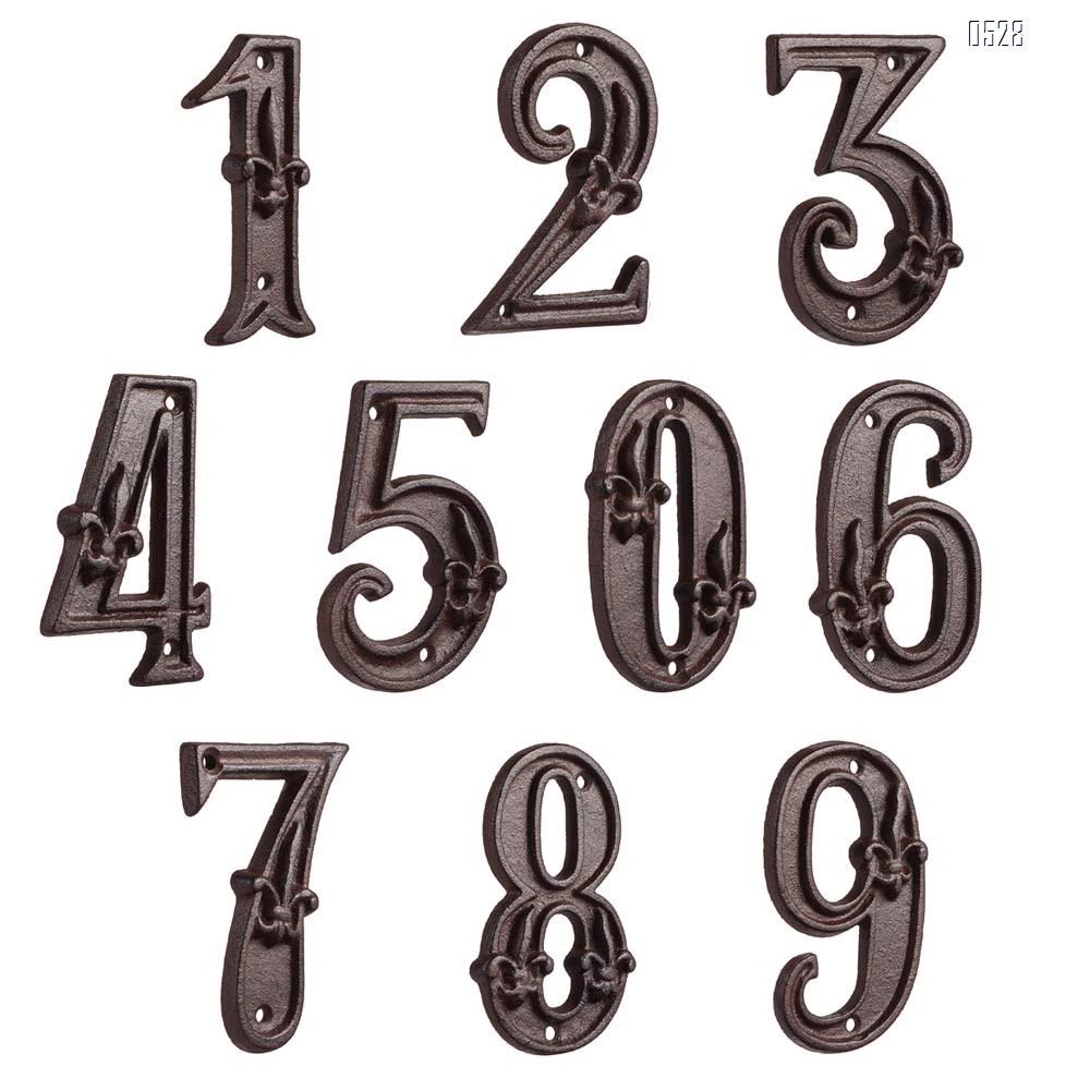 Rustic Brown Cast Iron House Numbers - 4 Inch Street Address Numbers (Single Digit '2')