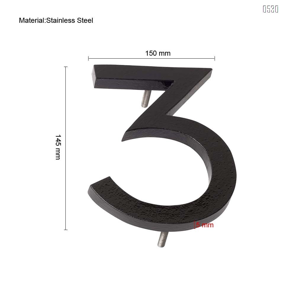 6 Inch Montague Metal Products Solid Stainless Steel Modern Floating Address House Numbers, Powder Coated Black