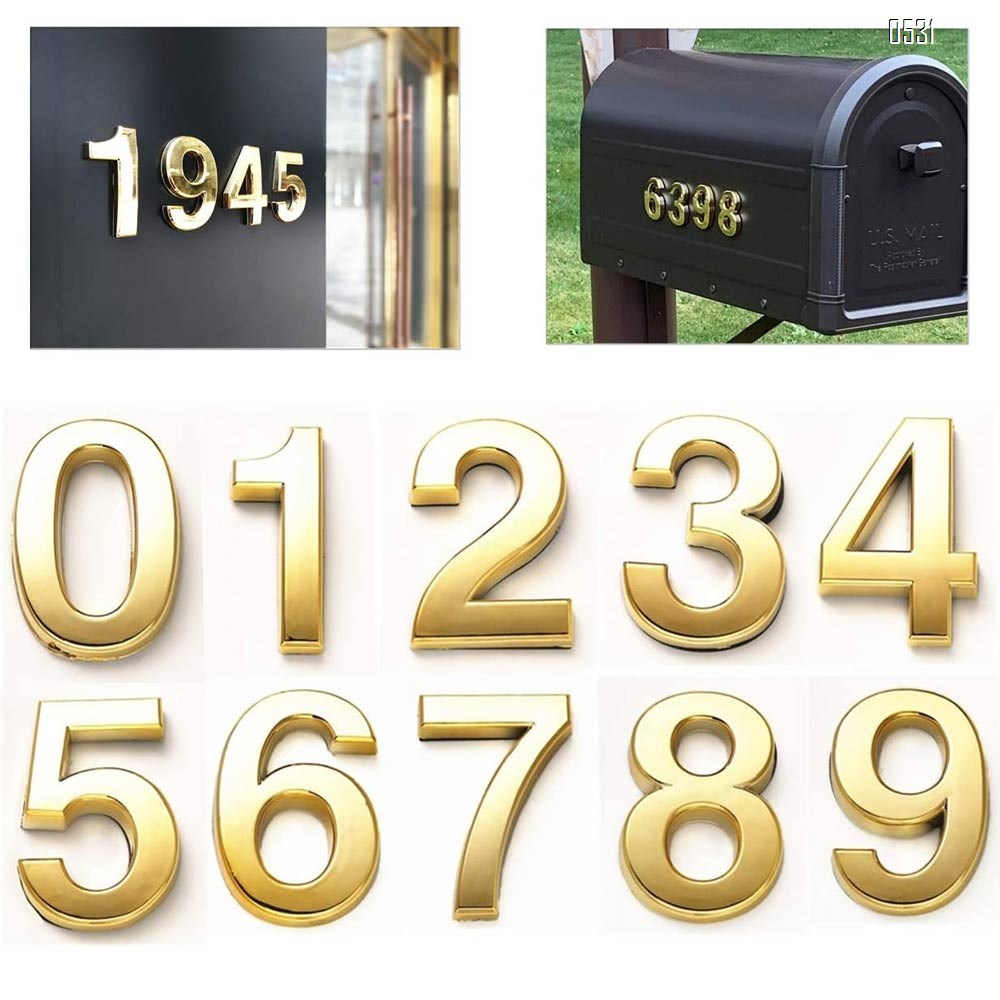 Mailbox Numbers 0-9, 3 Inch Gold House Numbers Stickers for Front Door, Apartment, Home Room, Address Plaque.(3 inch 0-9, Golden)