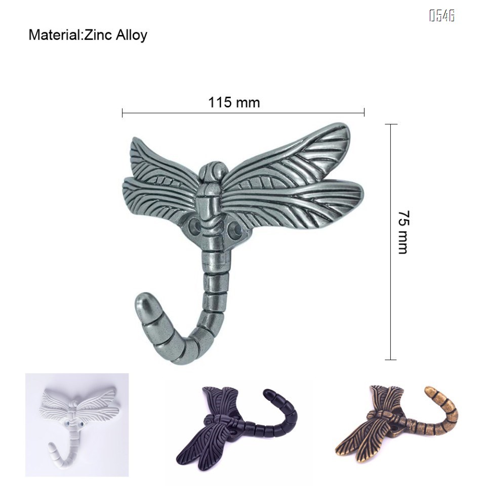 Artistic Creative dragonfly shaped Clothes Hook Clothes Hanger Zinc Alloy Hook Cabinet Pull Door hardware Matt Hook