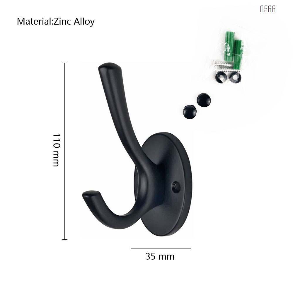 Double Coat and Robe Hook for Bathroom and Bedroom Heavy Duty Wall Mount Flat Black