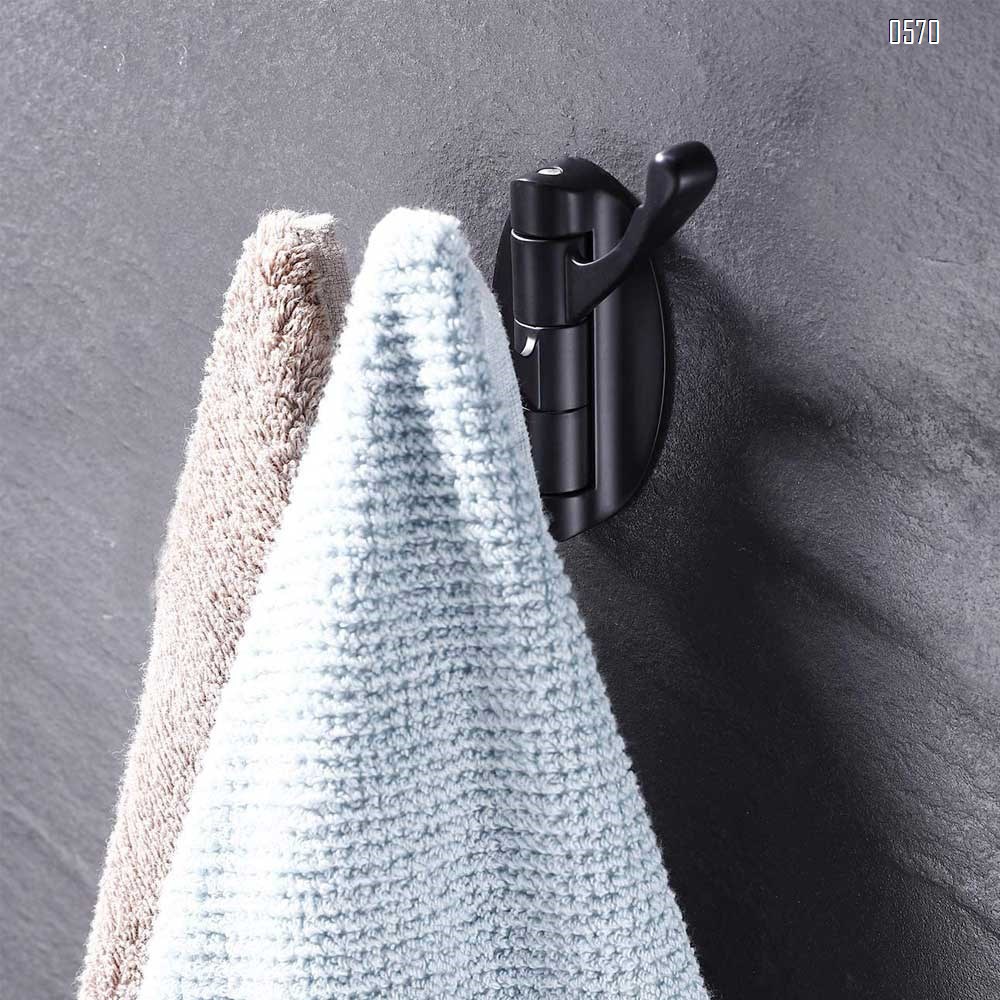 Swivel Hooks Solid Metal Foldable Towel Hooks with Multi Three Rotating Arms Swing Arm Triple Robe Hook Hanger, Wall Mounted, Matte Black