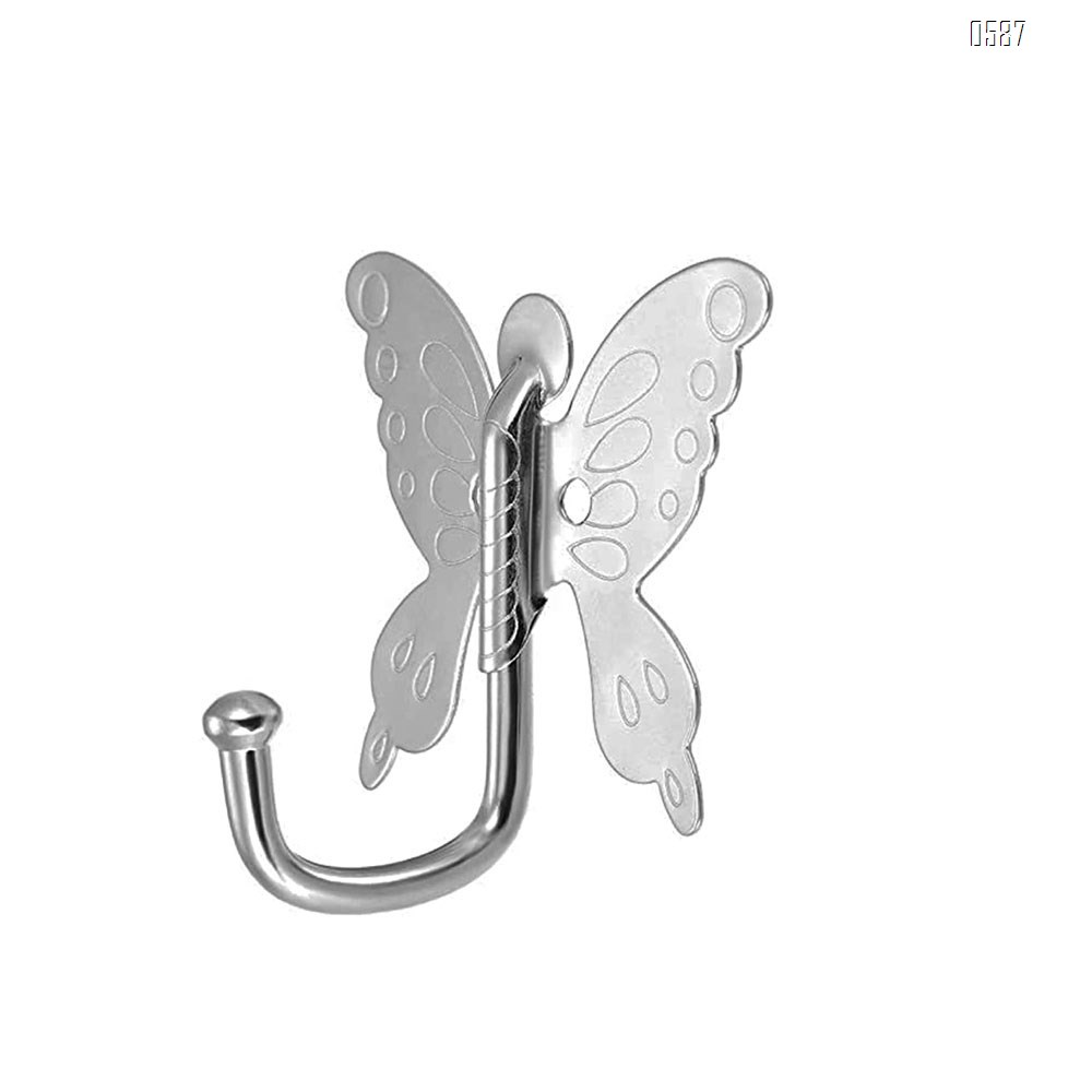 Butterfly Wall Hooks Clothes Rack Coat Towel Hangers Mounted onto The Wall Metal Silver