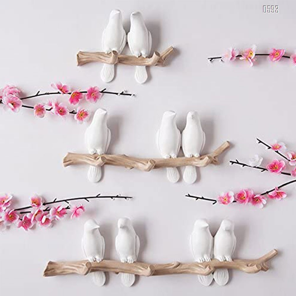 Decorative Birds On Tree Branch Wall Mounted Coat Hanger for Coats/Hats/Keys/Towels(Three Birds)