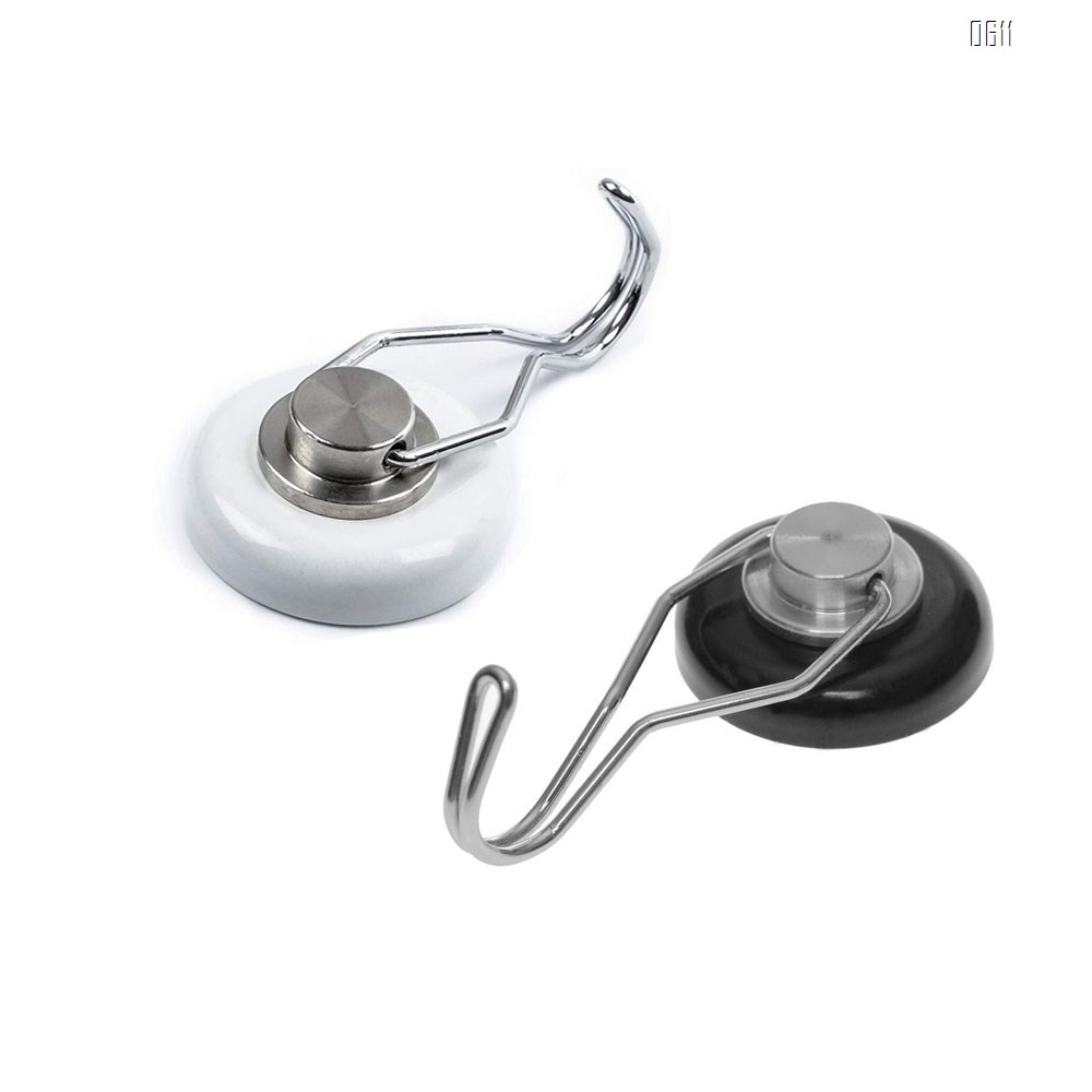 Strong Magnetic Hooks for Hanging. Up to 65 lbs.Black And White Magnet Hooks Heavy Duty Magnets, Neodymium 52 Rare Earth Magnets. Rotating Swivel Style Magnet Hook for Refrigerator