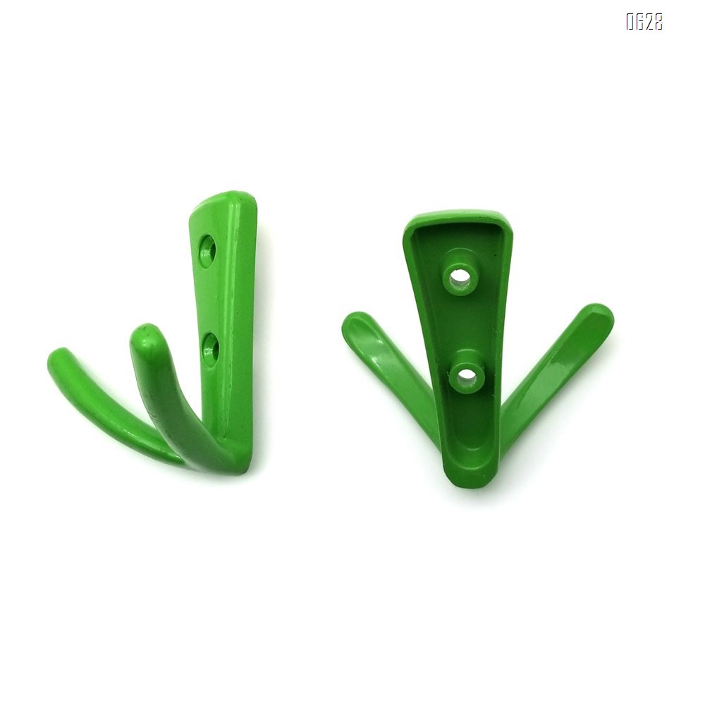 Double Coat Hooks in Green Finish, Easy to Install, Stronger  More Durable for Heavy Items, Wall Mount Hook for Hanging Towels, Coats, Hats, Heavy Bags