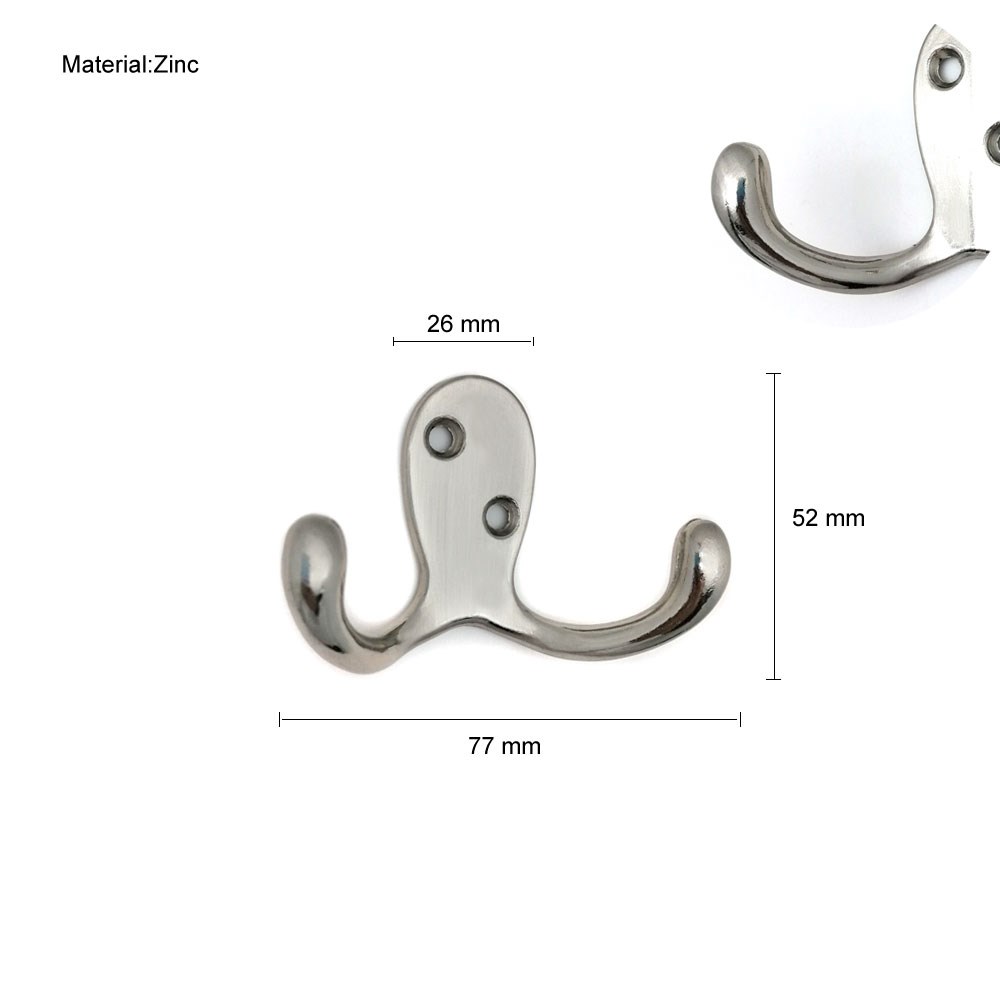 Heavy Duty and Easy to Install Two-Prong Wall Hooks for Towels, Coats, Hats, Bags and Robes Ideal for Use at Home, Kitchen, Bathroom and Office