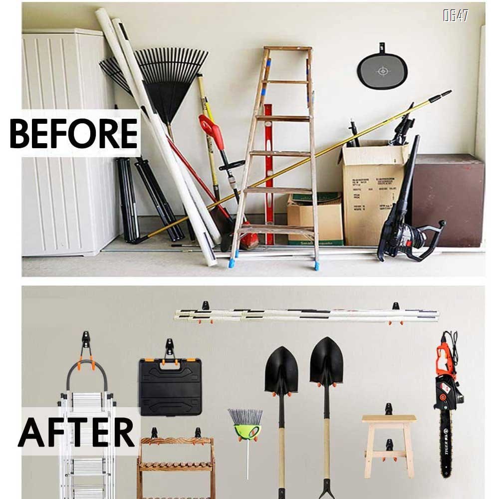 Garage Hooks , Sturdy Ladder Hooks, Bike and Tool Hangers for Garage Wall, Easy to Install