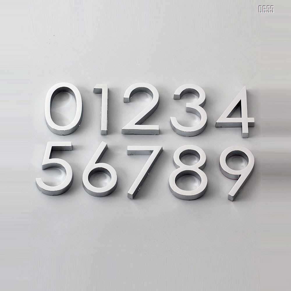 2.36 inch (60 mm) high Self-adhesive mailbox numbers fashion home decor plating address slogans digital door signage hotel door stickers board 6cm silver plaque modern house numbers