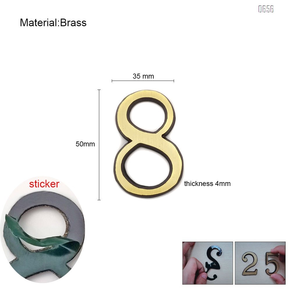 2-inch(50 mm) height self-adhesive brass mailbox numbers