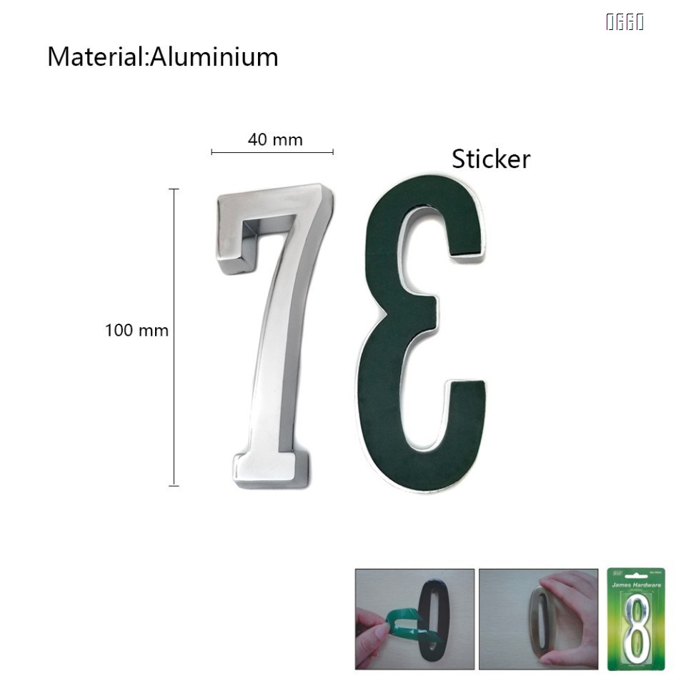 4-inch self-adhesive high-quality bright-colored aluminum house number and street address number for residential and mailbox signs