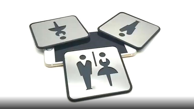 Self Sticker Sign  Restroom,  Bathroom Door Sign for Offices, Businesses,Stainless Steel Plus Plastic bathroom signs